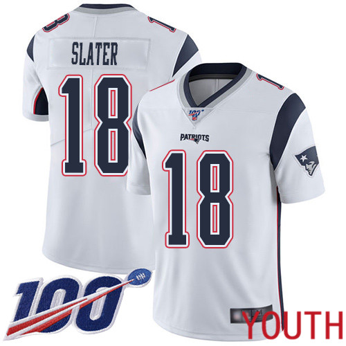 New England Patriots Football #18 100th Season Limited White Youth Matthew Slater Road NFL Jersey->women nfl jersey->Women Jersey